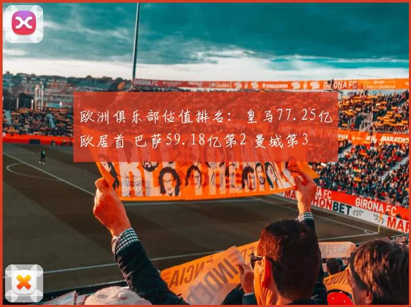 欧洲俱乐部估值排名：皇马77.25亿欧居首 巴萨59.18亿第2 曼城第3
